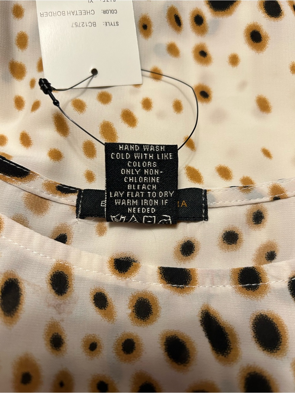 BCBGMaxAzria White Blouse with Gold & Black Floral Dot Print - Picture 7 of 8